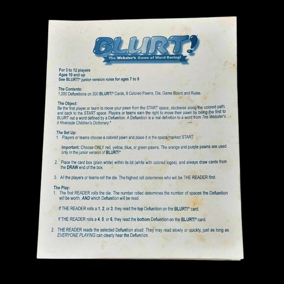 BLURT The Websters Game of Word Racing Board Game 1995 Vintage Patch - Picture 7 of 7